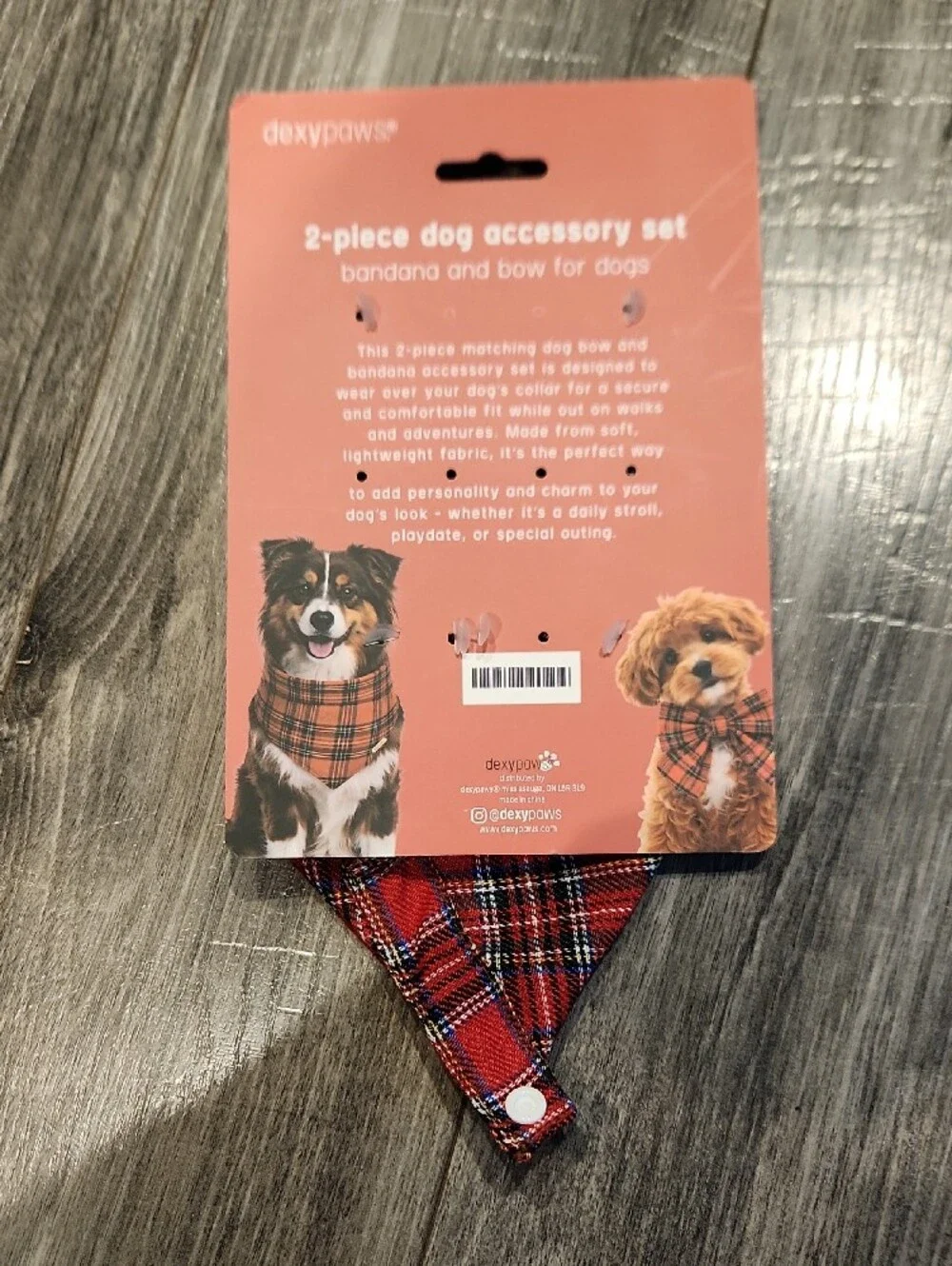 dexypaws Red Plaid 2-Piece Dog Accessory Set - Bandana & Bow